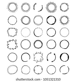 Hand drawn frames set. Vector circles collection.