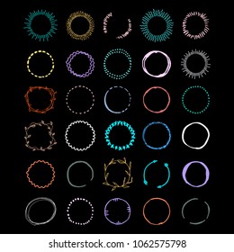 Hand drawn frames set. Vector circles collection.