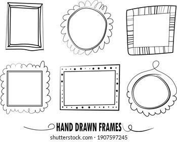 hand drawn frames set. vector illustration