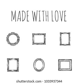 Hand drawn frames sketches set. Collection of gallery, picture, photo and other sketch elements.