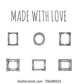 Hand Drawn Frames Sketches Set. Collection Of Empty, Square, Cadre And Other Sketch Elements.