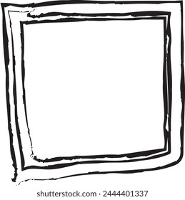 Hand drawn frames. Hand drawn square frame. Vector borders grunge template set.