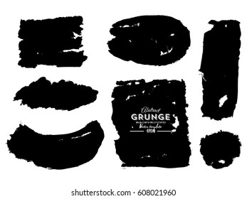Hand drawn frames, square, rectangle and round grunge banners. Grunge brush texture.