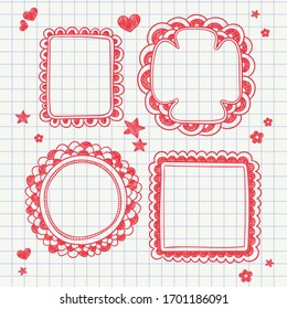 Hand drawn frames. Vintage doodle sketch picture frame.