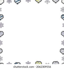 Hand drawn frames. Vintage doodle sketch picture frame doodle labels. Blank white, black and gray square cadre rectangle label elegant sketches painted by hands scribble border. Seamless. Vector.