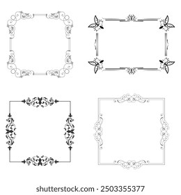 Handgezeichnete Rahmen. Vintage Doodle Skizze Bilderrahmen. Leere schwarze quadratische Kader Skizzen von Händen Vektor-Set gemalt