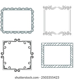 Handgezeichnete Rahmen. Vintage Doodle Skizze Bilderrahmen. Leere schwarze quadratische Kader Skizzen von Händen Vektor-Set gemalt