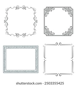Handgezeichnete Rahmen. Vintage Doodle Skizze Bilderrahmen. Leere schwarze quadratische Kader Skizzen von Händen Vektor-Set gemalt