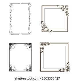 Handgezeichnete Rahmen. Vintage Doodle Skizze Bilderrahmen. Leere schwarze quadratische Kader Skizzen von Händen Vektor-Set gemalt