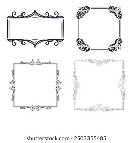 Handgezeichnete Rahmen. Vintage Doodle Skizze Bilderrahmen. Leere schwarze quadratische Kader Skizzen von Händen Vektor-Set gemalt