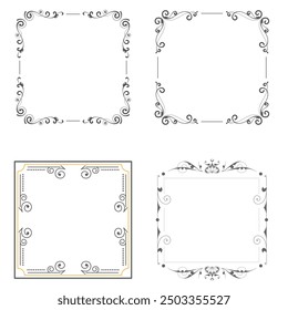 Handgezeichnete Rahmen. Vintage Doodle Skizze Bilderrahmen. Leere schwarze quadratische Kader Skizzen von Händen Vektor-Set gemalt