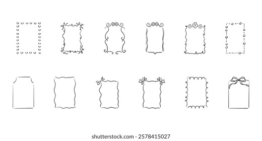 Hand drawn frames. Vintage doodle sketch picture frame. Hand Drawn Frames Collection on White background