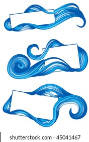 Hand Drawn frames with water waves. eps10 file