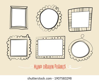 hand drawn frames with white backgrounds. vector illustration