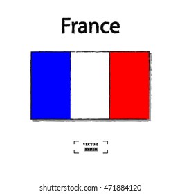 Hand drawn France Flag, Flags of the world for education, Vector design.