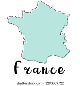 Hand drawn  of  France map, vector  illustration