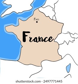 Hand drawn of France map, vector 