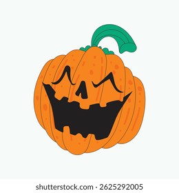 Hand drawn freaky pumpkin character isolated on white background. Ideal for Halloween designs, t-shirts, posters, digital artwork, and spooky projects. Unique lowbrow art illustration concept.