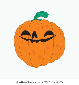 Hand drawn freaky pumpkin character isolated on white background. Ideal for Halloween designs, t-shirts, posters, digital artwork, and spooky projects. Unique lowbrow art illustration concept.