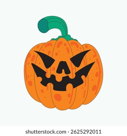 Hand drawn freaky pumpkin character isolated on white background. Ideal for Halloween designs, t-shirts, posters, digital artwork, and spooky projects. Unique lowbrow art illustration concept.