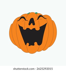 Hand drawn freaky pumpkin character isolated on white background. Ideal for Halloween designs, t-shirts, posters, digital artwork, and spooky projects. Unique lowbrow art illustration concept.