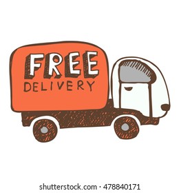  hand drawn free delivery vector car