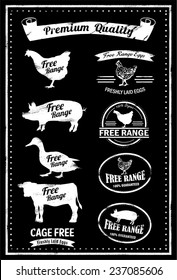 Hand drawn free range icons, vector