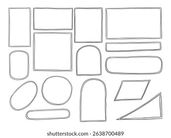 Hand Drawn Freeform Frame Shape. A complete collection of 15 hand drawn abstract frames including rectangles arches blobs bars triangles and more. Perfect for visual scrapbooking journaling layout