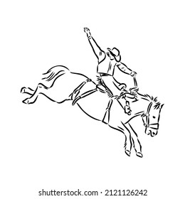 An hand drawn freehand vector - RODEO. Scene from the american culture.