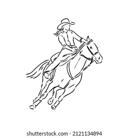 An hand drawn freehand vector - RODEO. Scene from the american culture.