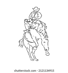An hand drawn freehand vector - RODEO. Scene from the american culture.