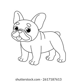 Hand drawn French bulldog coloring page line artwork