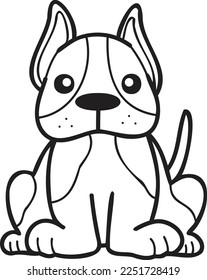 Hand Drawn French bulldog sitting waiting for owner illustration in doodle style isolated on background