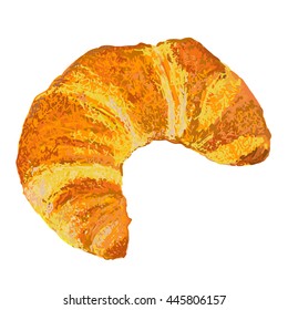 hand drawn french croissant, hand drawn letters; isolated object on white background; a good breakfast start