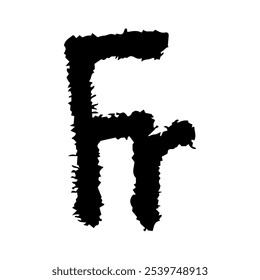 Hand drawn french franc currency symbol. Brush stroke doodle. Single element for design