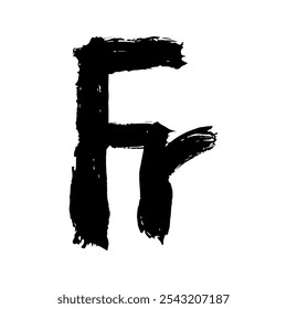 Hand drawn french franc currency symbol. Brush stroke doodle. Single element for design