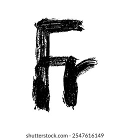 Hand drawn french franc currency symbol. Brush stroke doodle. Single element for design