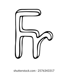 Hand drawn french franc currency symbol. Brush stroke doodle. Single element for design