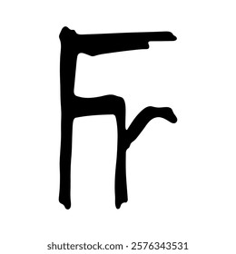 Hand drawn french franc currency symbol. Brush stroke doodle. Single element for design