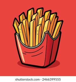 Hand drawn french fries in box