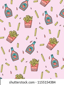 Hand drawn french fries pattern vector design