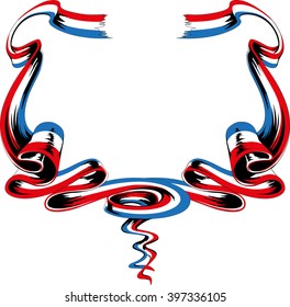 Hand drawn french vector ribbons.