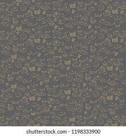 Hand drawn fresh bakery pattern. Seamless vector background.