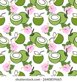 Hand drawn with fresh fruit seamless pattern, tropical fruits vector illustration design.