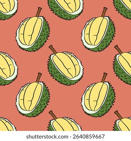Hand drawn with fresh fruit seamless pattern, tropical fruits vector illustration design.