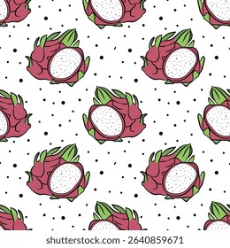 Hand drawn with fresh fruit seamless pattern, tropical fruits vector illustration design.