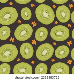 hand drawn fresh kiwi seamless pattern. Fruit repeat background.
