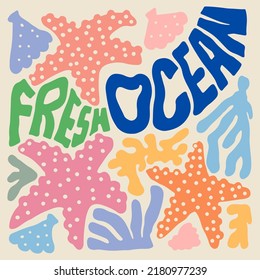 Hand Drawn Fresh Ocean and Coral Design Set