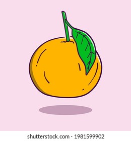 hand drawn fresh orange in doodle style