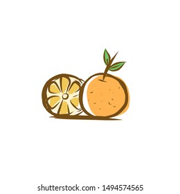 Hand drawn of fresh orange icon for logo template